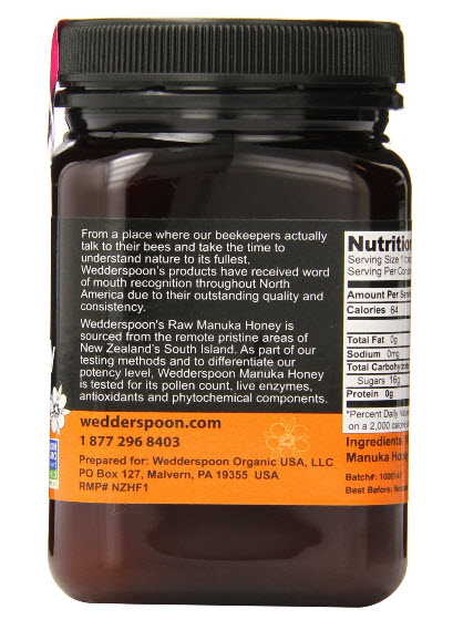 อาหารเสริม royal jelly ยอดขายอันดับที่ 1 ของอเมริกา Wedderspoon Raw Manuka Honey Active 16+, 17.6-Ounce Jar